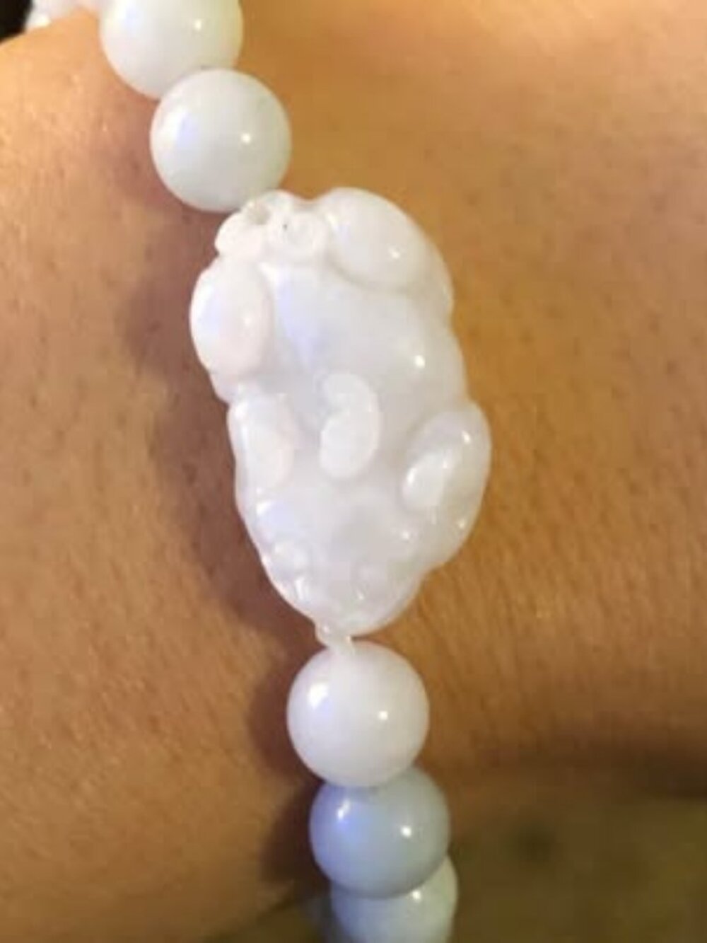 100% Natural Jade Bead Bracelet with Pixiu Charm